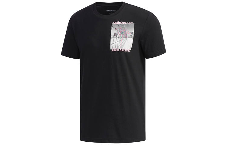 Adidas Neo T Shirts Men's Black Crew Neck Moderate Straight Fit