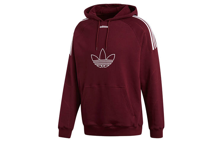 Adidas Originals Flock Sweatshirts Men's Dark Reddish Purple Hooded Moderate Regular