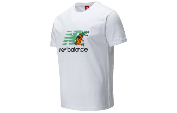 New Balance New Balance T Shirts Men's White Crew Neck Moderate Straight Fit
