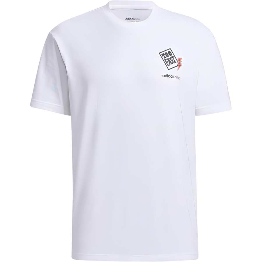 Adidas Neo T Shirts Men's White Crew Neck Moderate Straight Fit