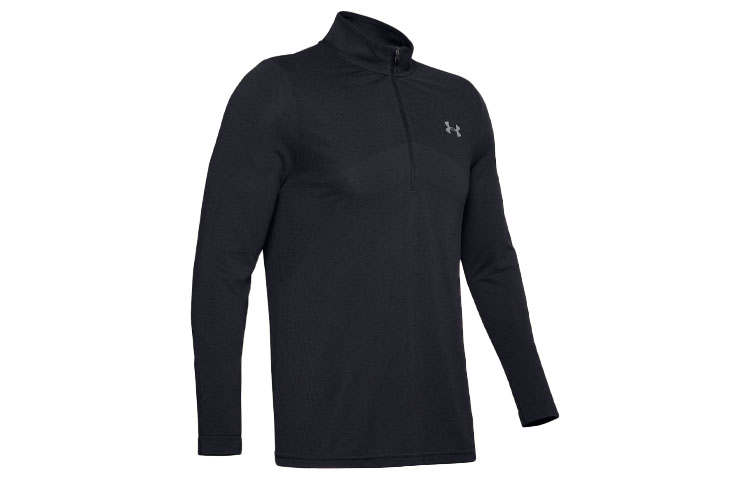 Under Armour Seamless T Shirts Men's Black Stand Collar Moderate