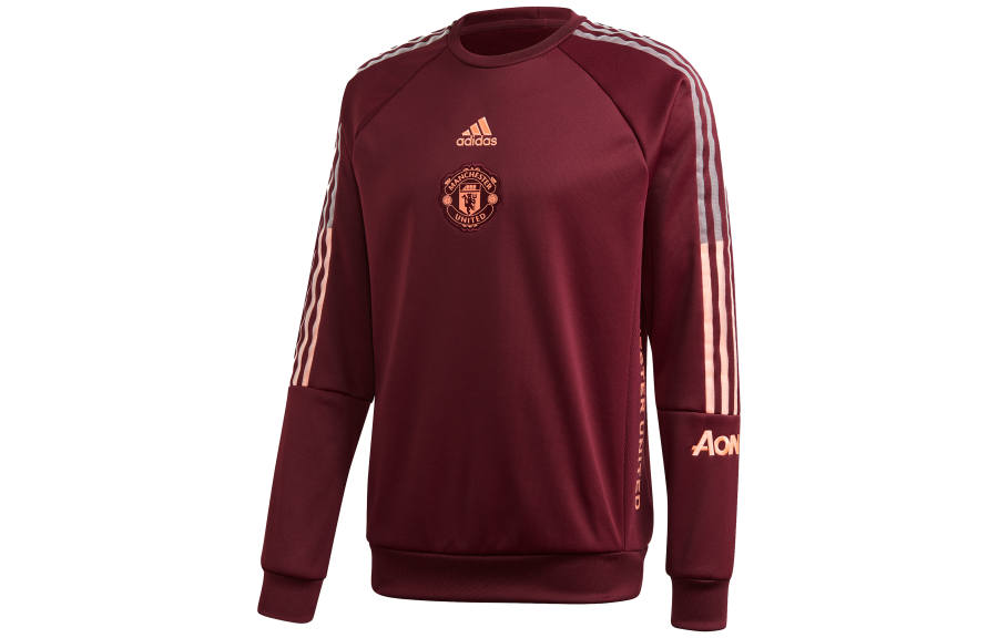 Adidas Adidas Manchester United Sweatshirts Men's Dark Reddish Purple Crew Neck Moderate Regular
