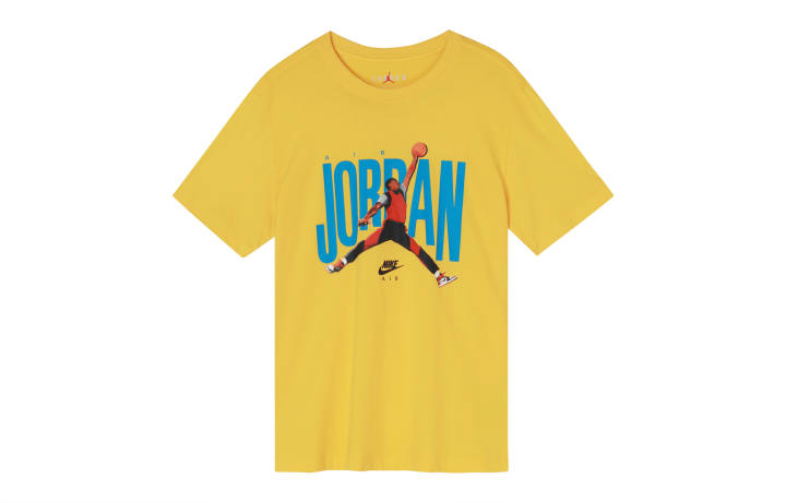 Jordan Jordan T Shirts Men's Yellow Crew Neck Moderate Straight Fit
