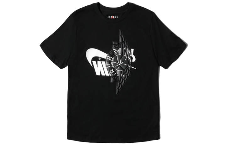 Jordan Jordan T Shirts Men's Black Crew Neck Moderate Straight Fit