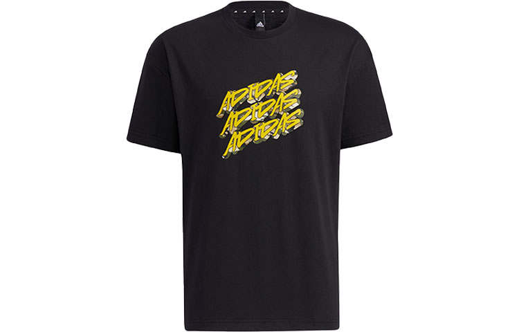 Adidas Adidas T Shirts Men's Black Crew Neck Moderate Straight Fit