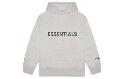 Fear Of God Essentials 3D Silicon Applique Pullover Hoodie Oatmeal Heather