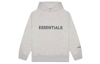 Fear Of God Essentials 3D Silicon Applique Pullover Hoodie Oatmeal Heather