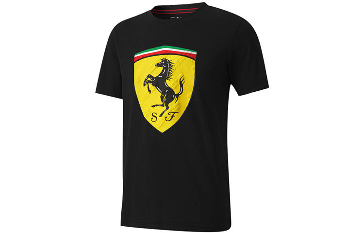 PUMA CLASSICS T Shirts Men's Black Crew Neck Moderate Straight Fit