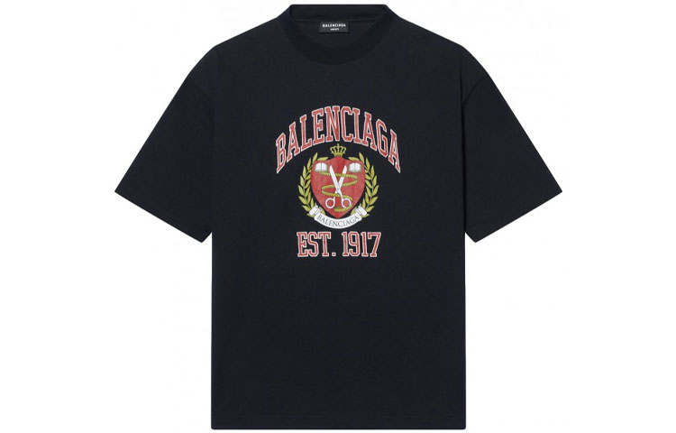 Balenciaga T Shirts Men's Black Crew Neck Moderate Straight Fit