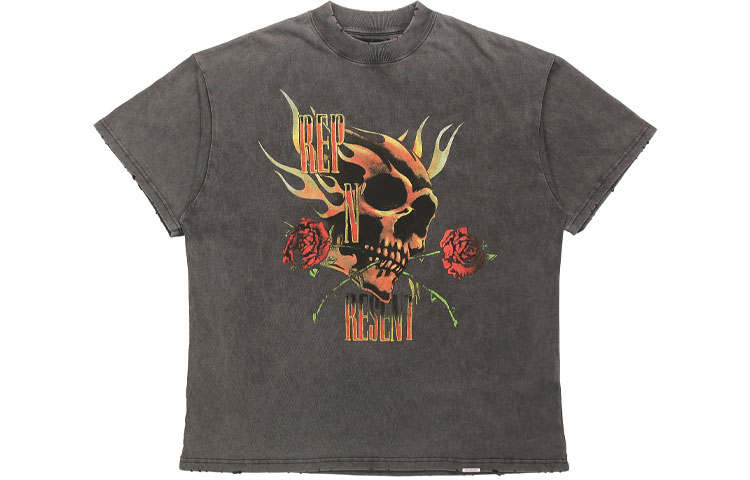 REPRESENT REPRESENT T Shirts Men's Gray Crew Neck Moderate Heavyweight