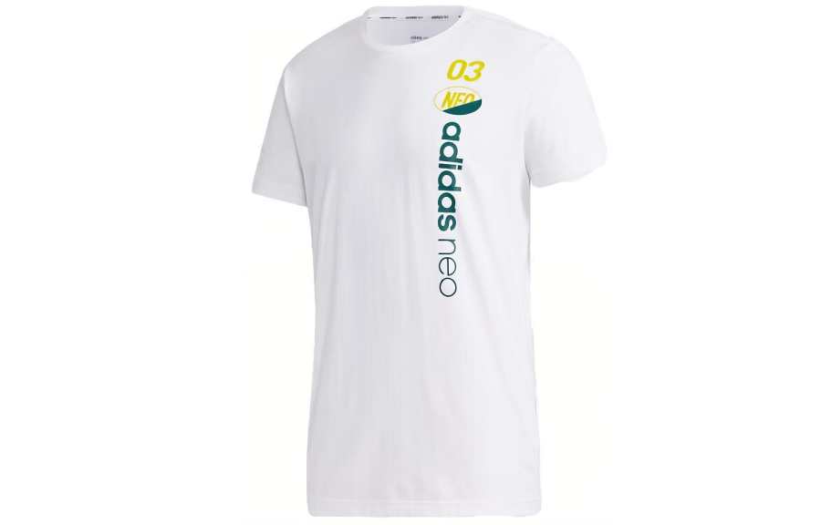 Adidas Neo T Shirts Men's White Crew Neck Moderate Straight Fit