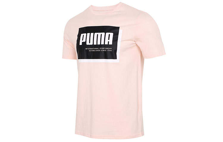 PUMA Summer Court T Shirts Men's Pink Crew Neck Moderate Straight Fit