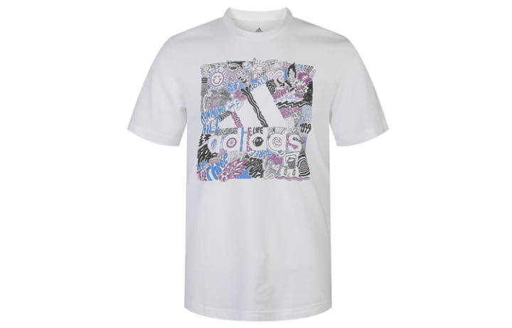 Adidas Adidas T Shirts Men's White Crew Neck Moderate Straight Fit