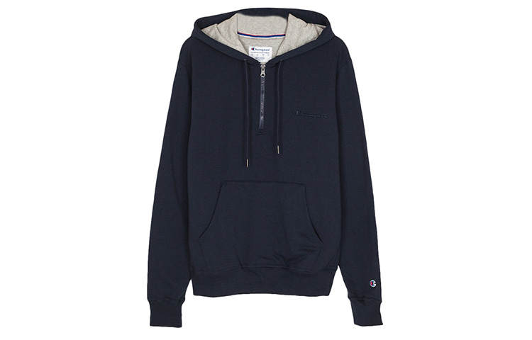 Champion Champion Left Chest Small Script Logo Fleece Lined Pullover Sweatshirt US Version Men's Navy Blue