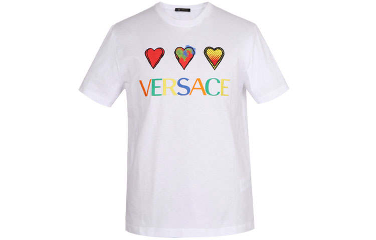 VERSACE T Shirts Unisex White Crew Neck Moderate Straight Fit