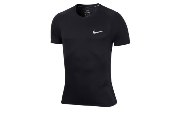 Nike Nike MILER T Shirts Men's Black Crew Neck Moderate Straight Fit