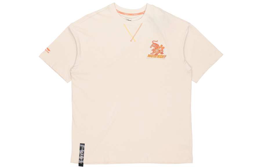 Li-Ning Li Ning T Shirts Men's Cassava Apricot Crew Neck Moderate Straight Fit