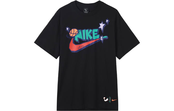 Nike Nike T Shirts Men's Black Crew Neck Moderate Straight Fit