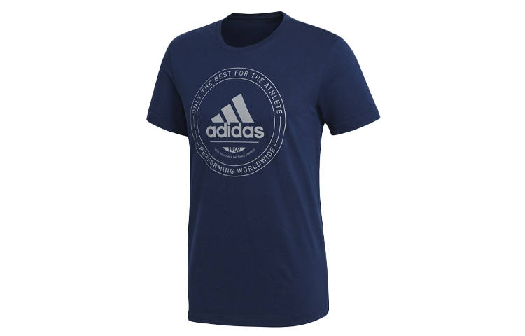 Adidas Adidas T Shirts Men's Blue Crew Neck Moderate Straight Fit