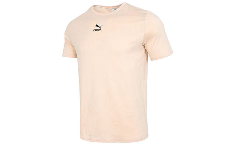 PUMA T Shirts Men's Flesh Pink Crew Neck Moderate Straight Fit