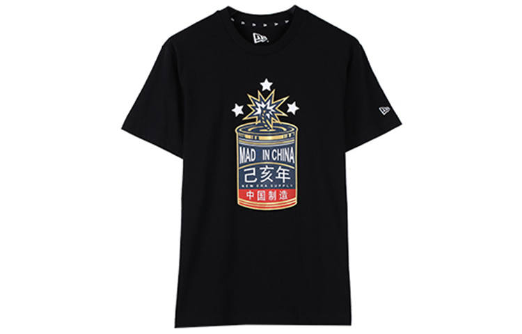New Era T Shirts Unisex Black Crew Neck Moderate