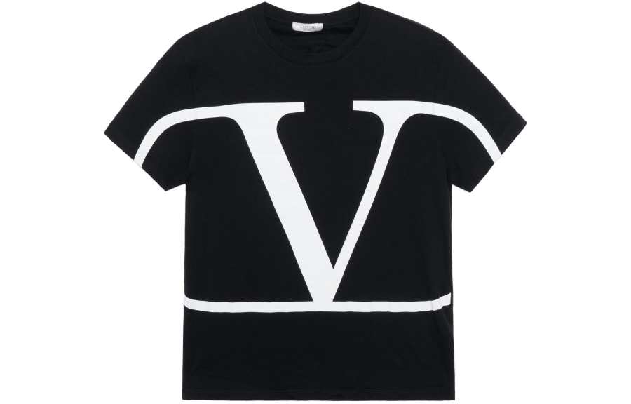 Valentino T Shirts Men's Black Crew Neck Moderate Straight Fit