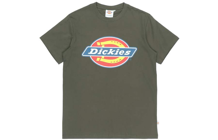 Dickies T Shirts Men's Army Green Crew Neck Moderate Straight Fit