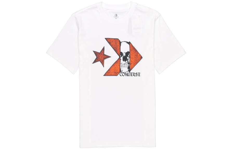 Converse T Shirts Men's White Crew Neck Moderate Straight Fit