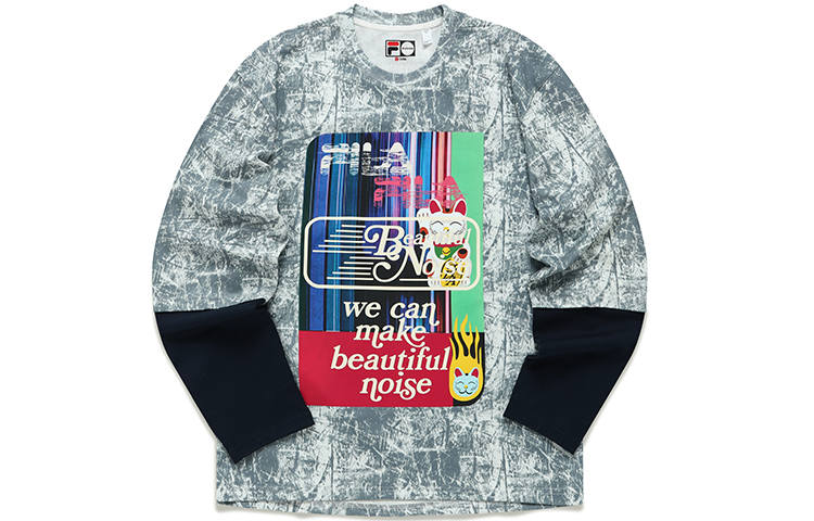FILA FUSION Tokyostudio T Shirts Unisex Patchy Memory Crew Neck Moderate Straight Fit