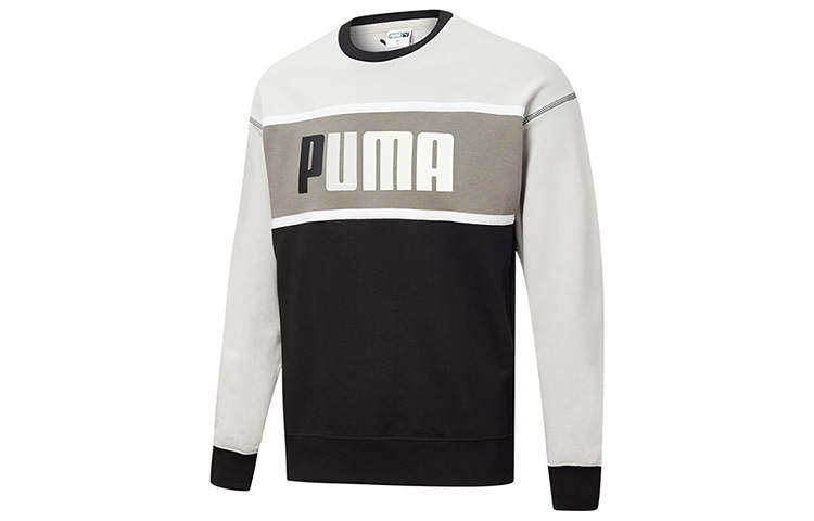 PUMA Sweatshirts Men's Black Gray Color Crew Neck Moderate Regular