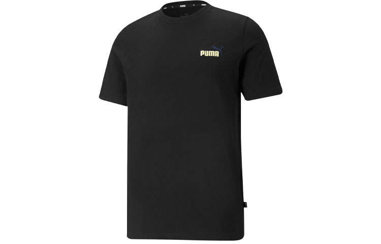 PUMA T Shirts Men's Black Crew Neck Moderate Straight Fit