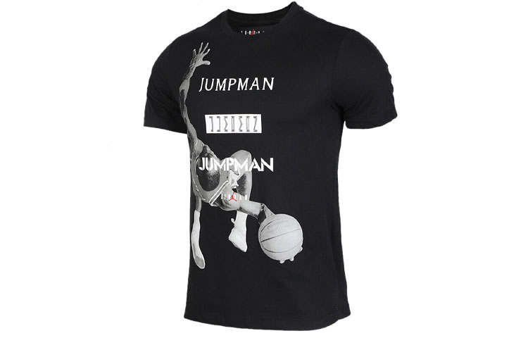 Jordan Jordan T Shirts Men's Black Crew Neck Moderate Straight Fit