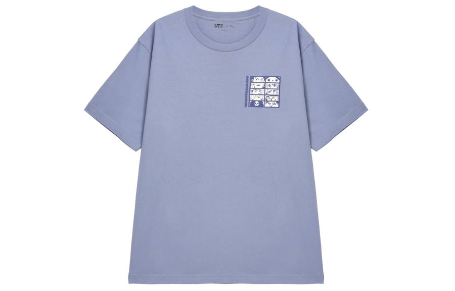 UNIQLO T Shirts Unisex Sky Blue Crew Neck Moderate Straight Fit