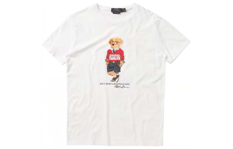 Polo Ralph Lauren T Shirts Men's White Crew Neck Moderate Straight Fit