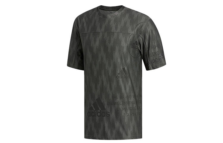 Adidas Adidas T Shirts Men's Gray Green Crew Neck Moderate Straight Fit