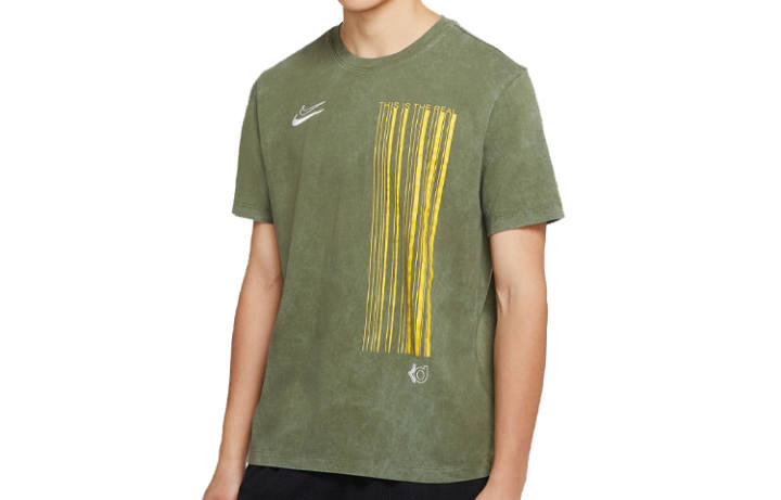 Nike Nike T Shirts Men's Army Green Crew Neck Moderate Straight Fit