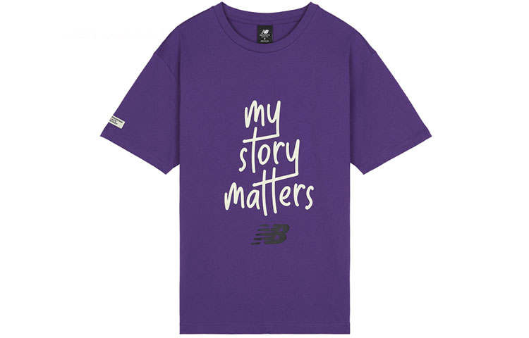 New Balance New Balance T Shirts Men's Purple Crew Neck Moderate Straight Fit