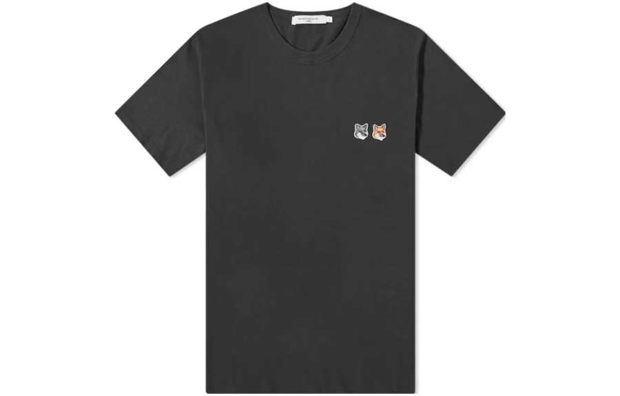 Maison Kitsune T Shirts Unisex Black Crew Neck Moderate Straight Fit