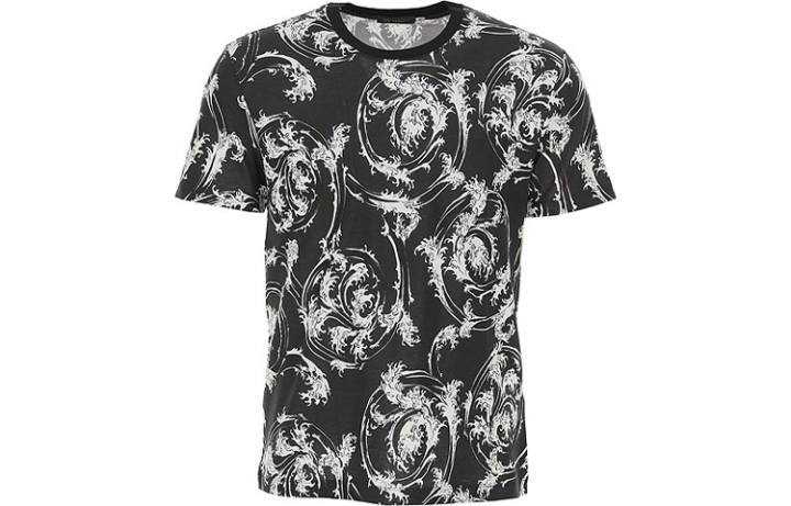 VERSACE VERSACE T Shirts Men's Black Crew Neck Moderate Straight Fit