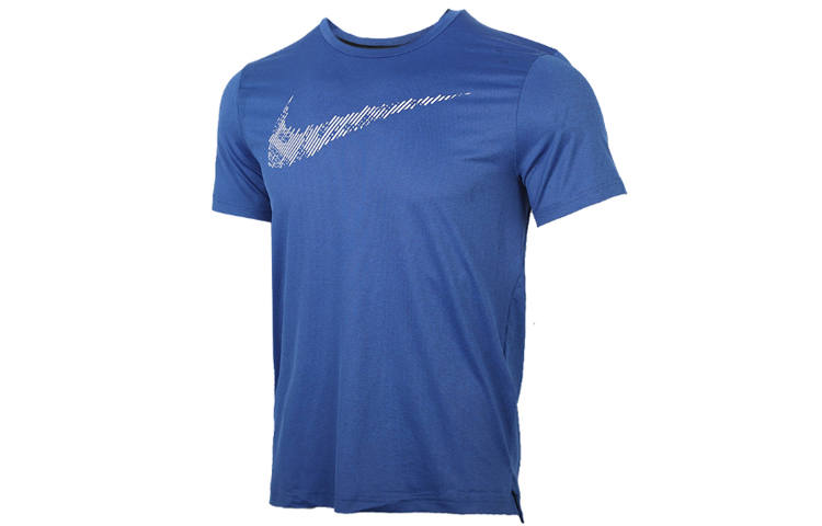 Nike Nike T Shirts Men's Royal Blue Crew Neck Moderate Straight Fit