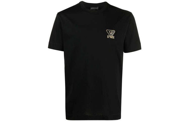 EMPORIO ARMANI T Shirts Men's Black Crew Neck Moderate Straight Fit