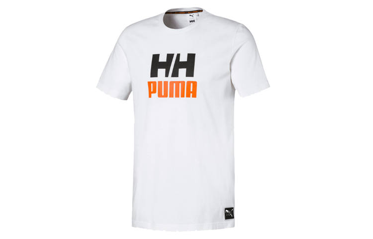 PUMA T Shirts Unisex White Crew Neck Moderate Straight Fit