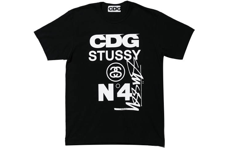 CDG X Stussy T Shirts Unisex Crew Neck Moderate Straight Fit