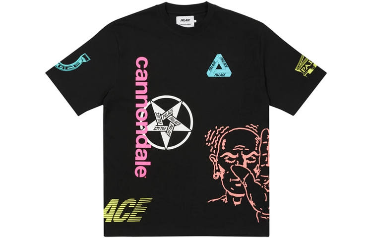 PALACE T Shirts Unisex Black Crew Neck Moderate Straight Fit