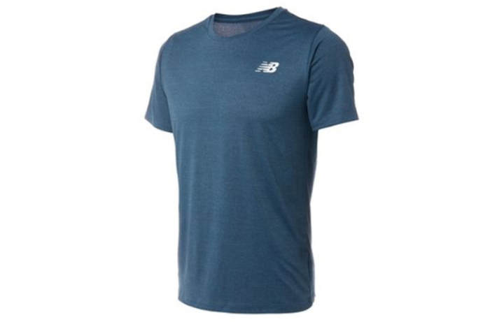 New Balance New Balance T Shirts Men's Blue Crew Neck Moderate Straight Fit