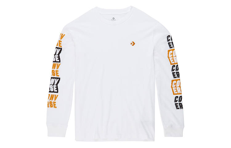 Converse T Shirts Men's White Crew Neck Moderate Straight Fit