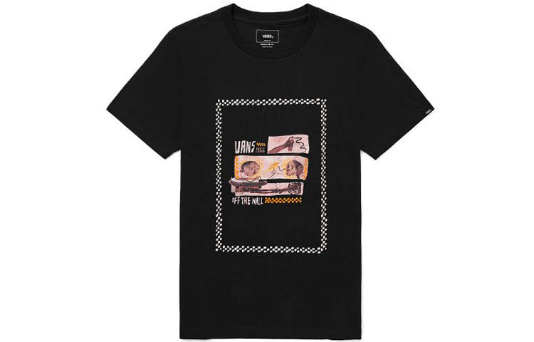 Vans T Shirts Unisex Black Crew Neck Moderate Straight Fit