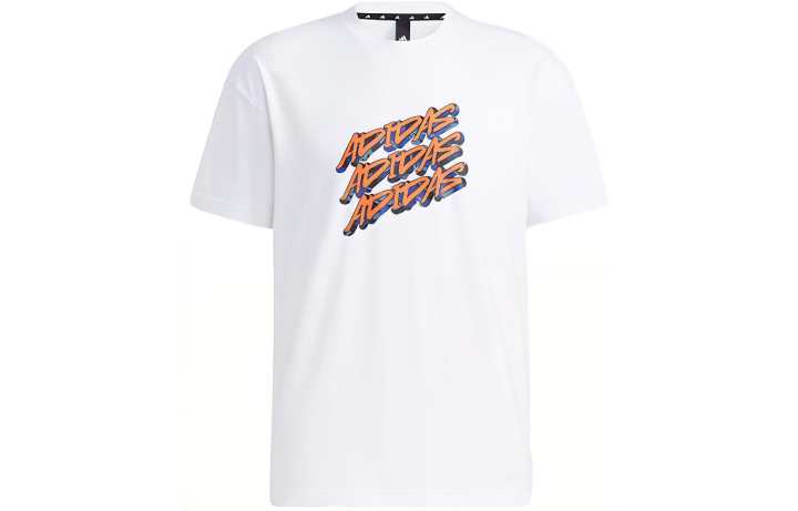 Adidas Adidas T Shirts Men's White Crew Neck Moderate Straight Fit