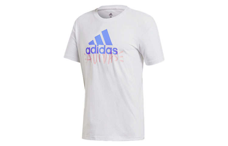 Adidas Adidas T Shirts Men's White Crew Neck Moderate Straight Fit
