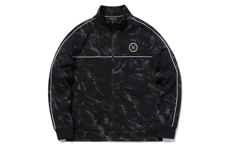 Li-Ning Li Ning Sweatshirts Men's Standard Black Print Stand Collar Moderate Cardigan